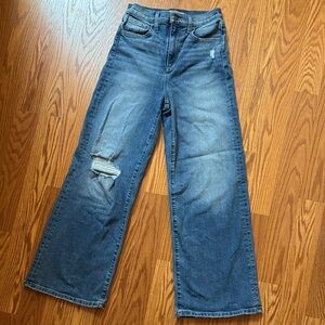 Joe's Jeans Blue High-Rise Distressed Wide Leg Jeans